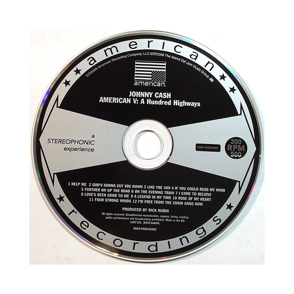 Cash Johnny 2006  American 5. -Hundred Highways CD utan omslag