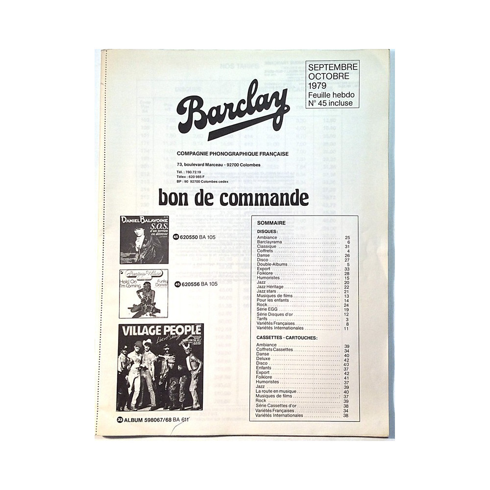 Barclay 1979 Septembre Octobre Compagnie Phonographique Francaise Printed matter