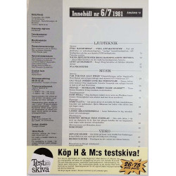 Hifi & Musik 1981 NR 6/7 Frijazz - musikalisk frihet, Kurt Weill used magazine