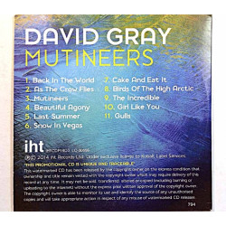 Gray David 2014 IHTCDP1403 Mutineers pahvikantinen promoalbumi Used CD