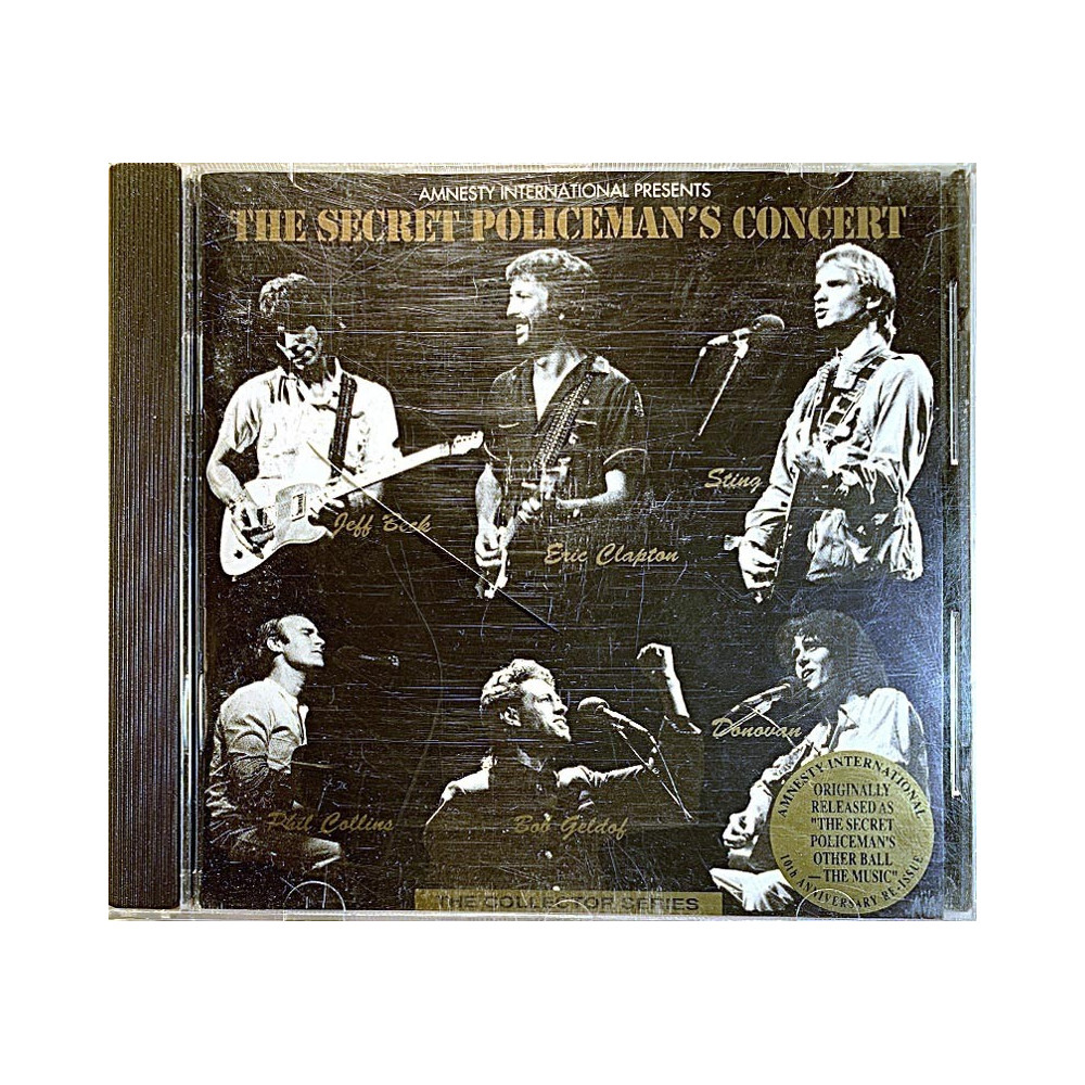 Sting, Clapton, Jeff Beck ym.: The Secret Policeman's Concert  kansi EX levy VG+ Käytetty CD