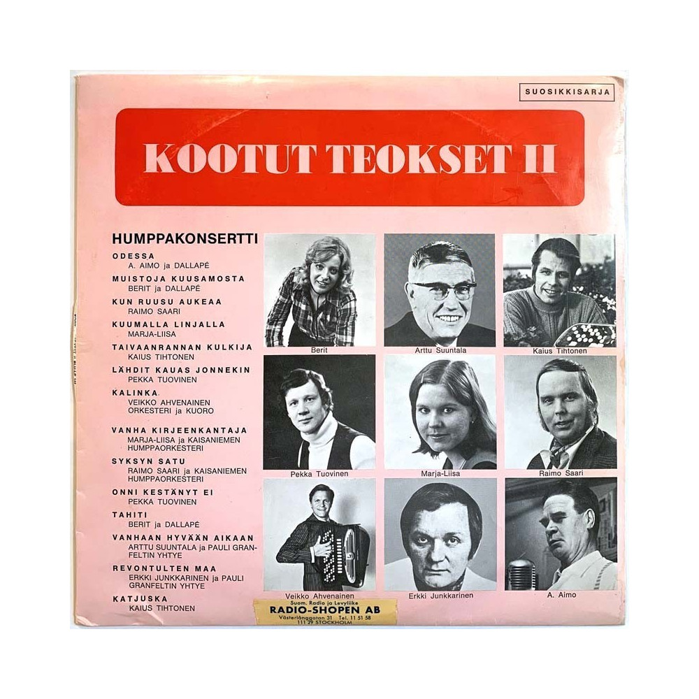 A. Aimo, Berit, Pekka Tuovinen ym. 1972 BLU-LP 144 Kootut teokset II - Humppakonsertti Used LP