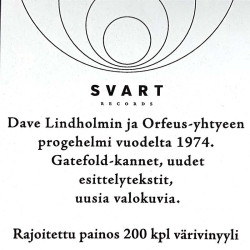 Isokynä & Orfeus Dave Lindholm: Musiikkia , värivinyyli  kansi  levy  uusi LP