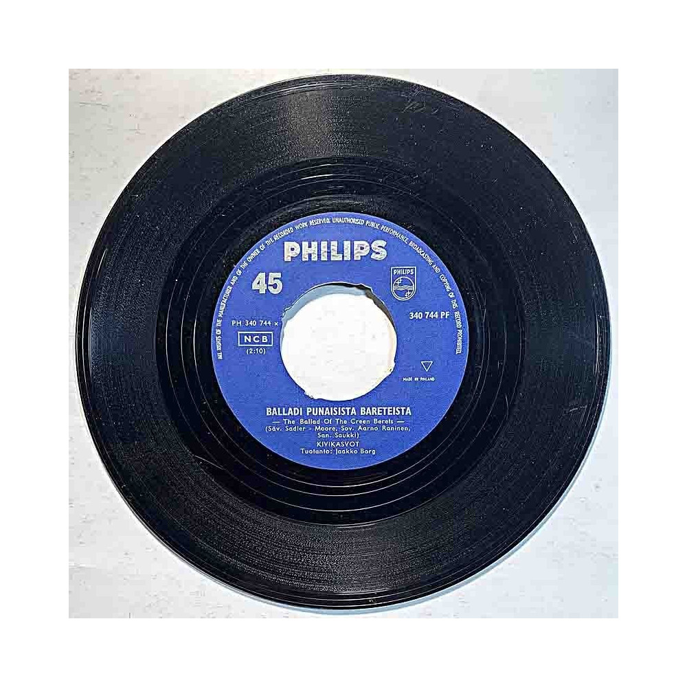 Kivikasvot 1966 PH 340 744 Balladi Punaisista Bareteista / Barbara Ann begagnad singelskiva