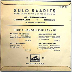Saarits Sulo 1960 7 EGY 87 Laulaa hengellisiä lauluja EP second hand single