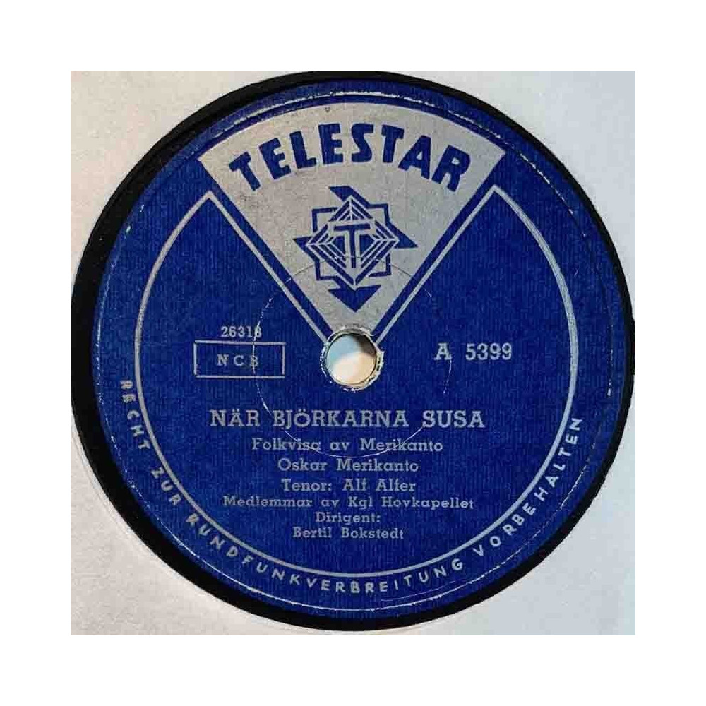 Alf Afer folkvisa av Merikanto: När bjökarna susa / Trollsjön  kansi paperikansi/muovitasku levy VG savikiekko gramofonilevy