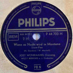 Wöhrmann Jost: Ihr blauen berge / Wenn es nacht wird in montana  kansi paperikansi/muovitasku levy VG+ savikiekko gramofonilevy