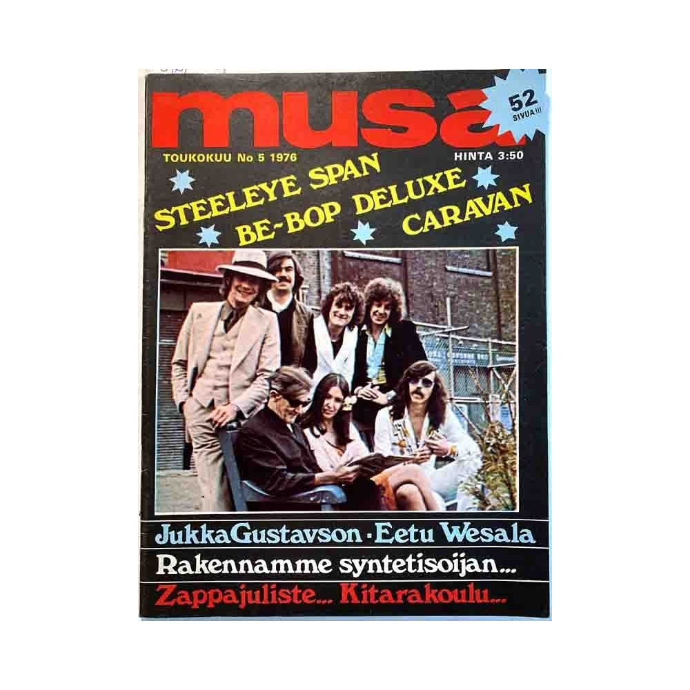 Musa 1976 5 Caravan, Jukka Gustavson, Be-Bop Deluxe aikakauslehti
