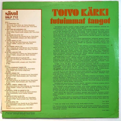 Esko Rahkonen, Taisto Tammi, Henry Theel ym.: Toivo Kärki tutuimmat tangot  kansi VG+ levy EX Käytetty LP