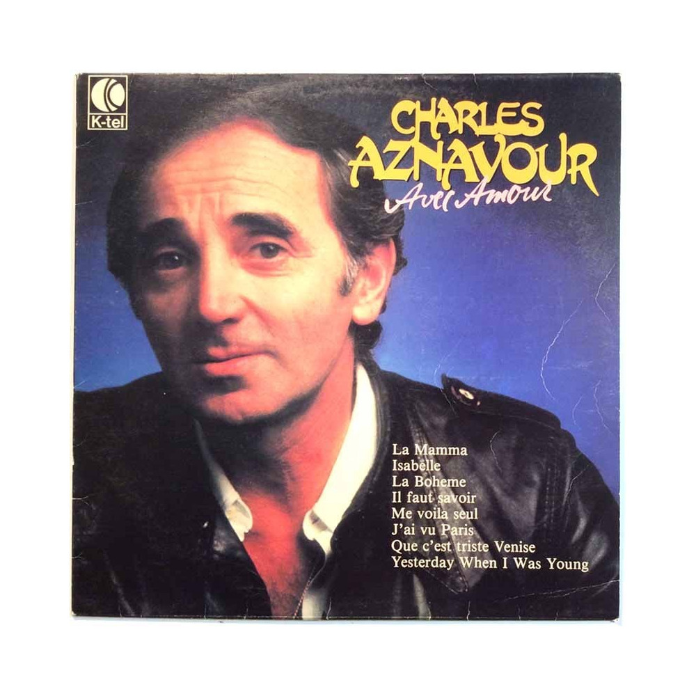 Aznavour Charles: Avec Amour, Made in Finland pressing  kansi VG levy VG+ Käytetty LP