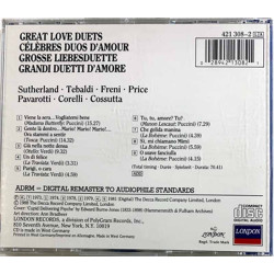 Sutherlans. Tebaldi, Freni, Price ym.: Great love duets  kansi EX levy EX Käytetty CD