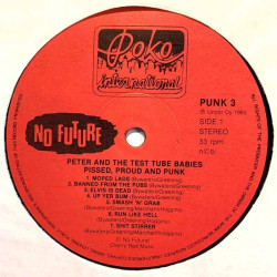 Peter And The Test Tube Babies LP Pissed And Proud  kansi VG+ levy EX Käytetty LP