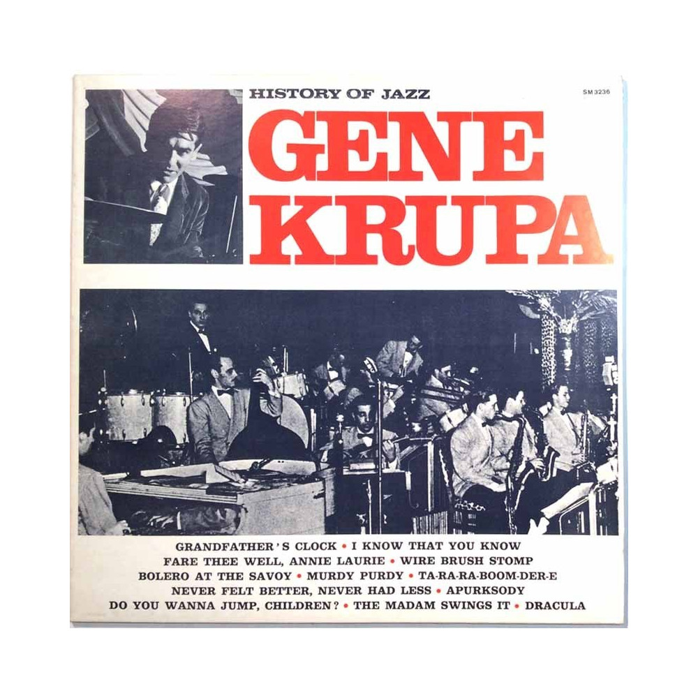 Krupa Gene Käytetty LP-Levy History of Jazz  kansi VG levy EX Käytetty LP