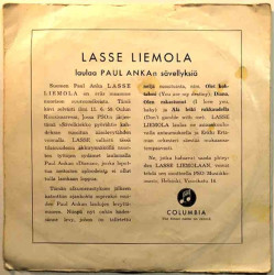 Liemola Lasse 1959 MY-EP 708 Laulaa Paul Ankan sävellyksiä EP begagnad singelskiva