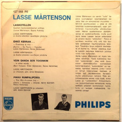 Mårtenson Lasse: Laiskotellen Lasse EP  kansi VG+ levy EX- käytetty vinyylisingle