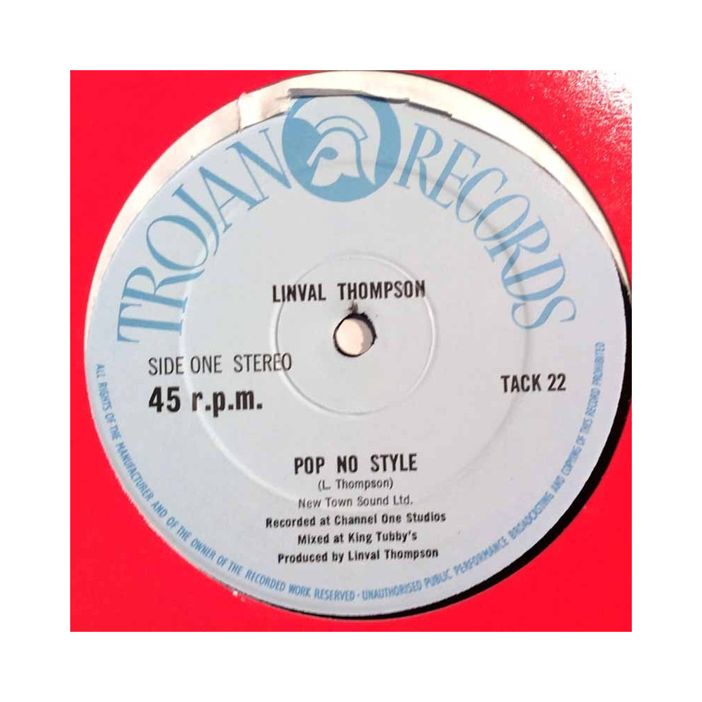Linval Thompson / Scientist LP Pop No Style / Second Hand Girl 12-inch maxi  kansi Ei kuvakantta levy EX LP