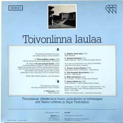 Toivonlinnan yhteiskoulun kuoro LP Toivonlinna laulaa  kansi EX levy EX LP