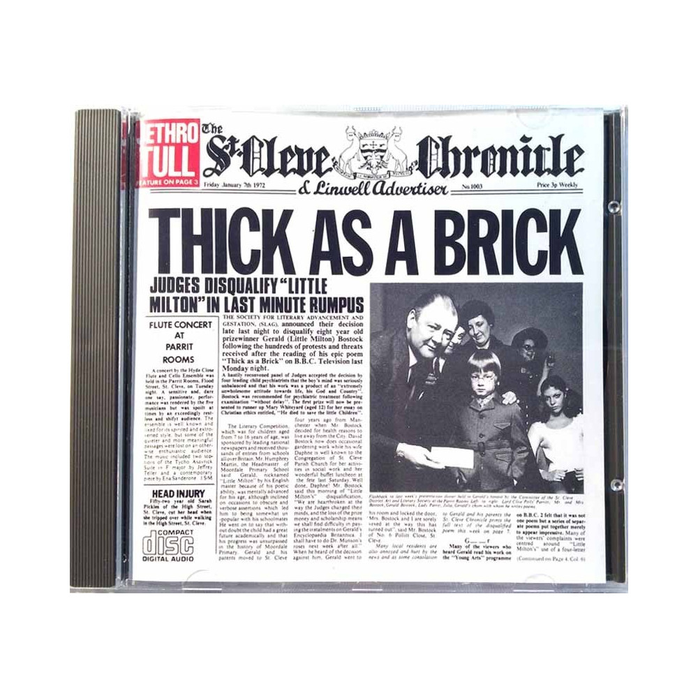 Jethro Tull CD Thick As A Brick  kansi EX levy EX Käytetty CD