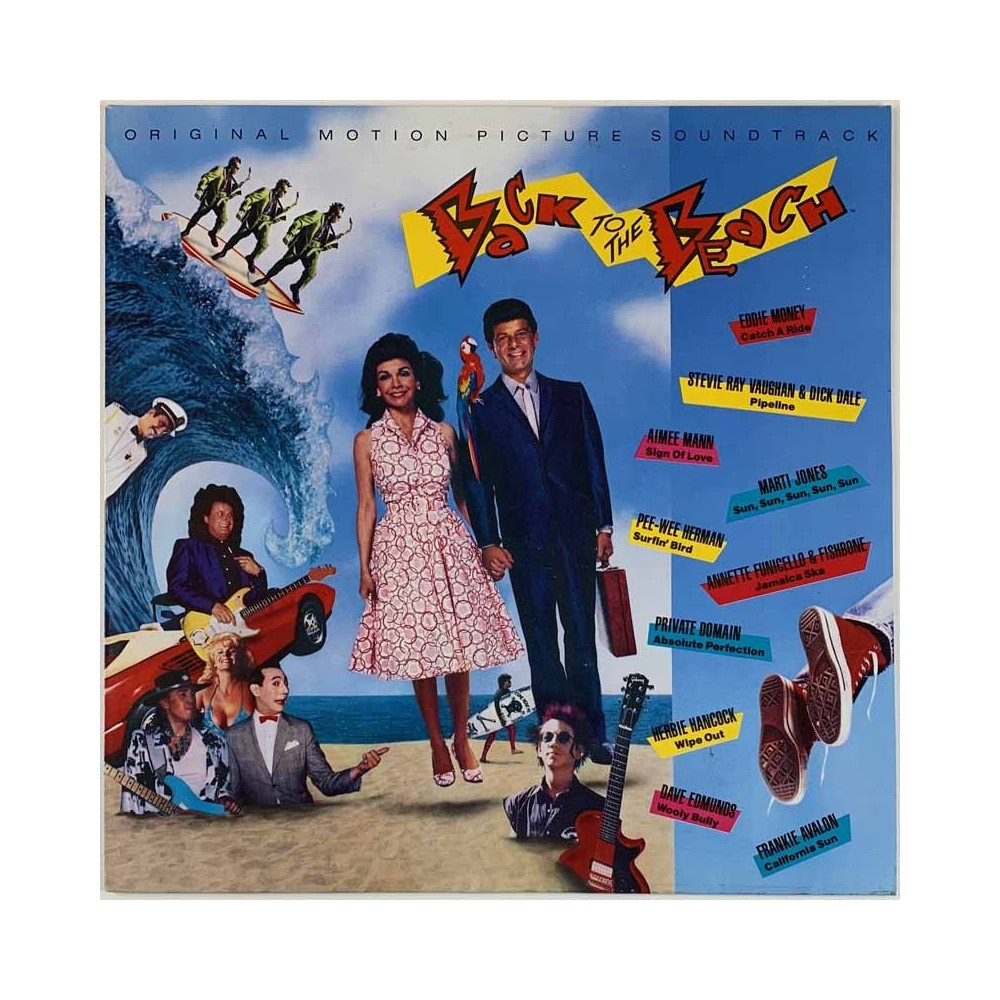 SRV, Herbie Hancock, Dave Edmunds ym. LP Back to the beach (soundtrack)  kansi EX levy EX Käytetty LP
