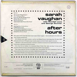 Vaughan Sarah LP After hours  kansi VG levy EX Käytetty LP