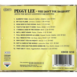 Lee Peggy CD Why don’t you do right?  kansi VG+ levy EX Käytetty CD