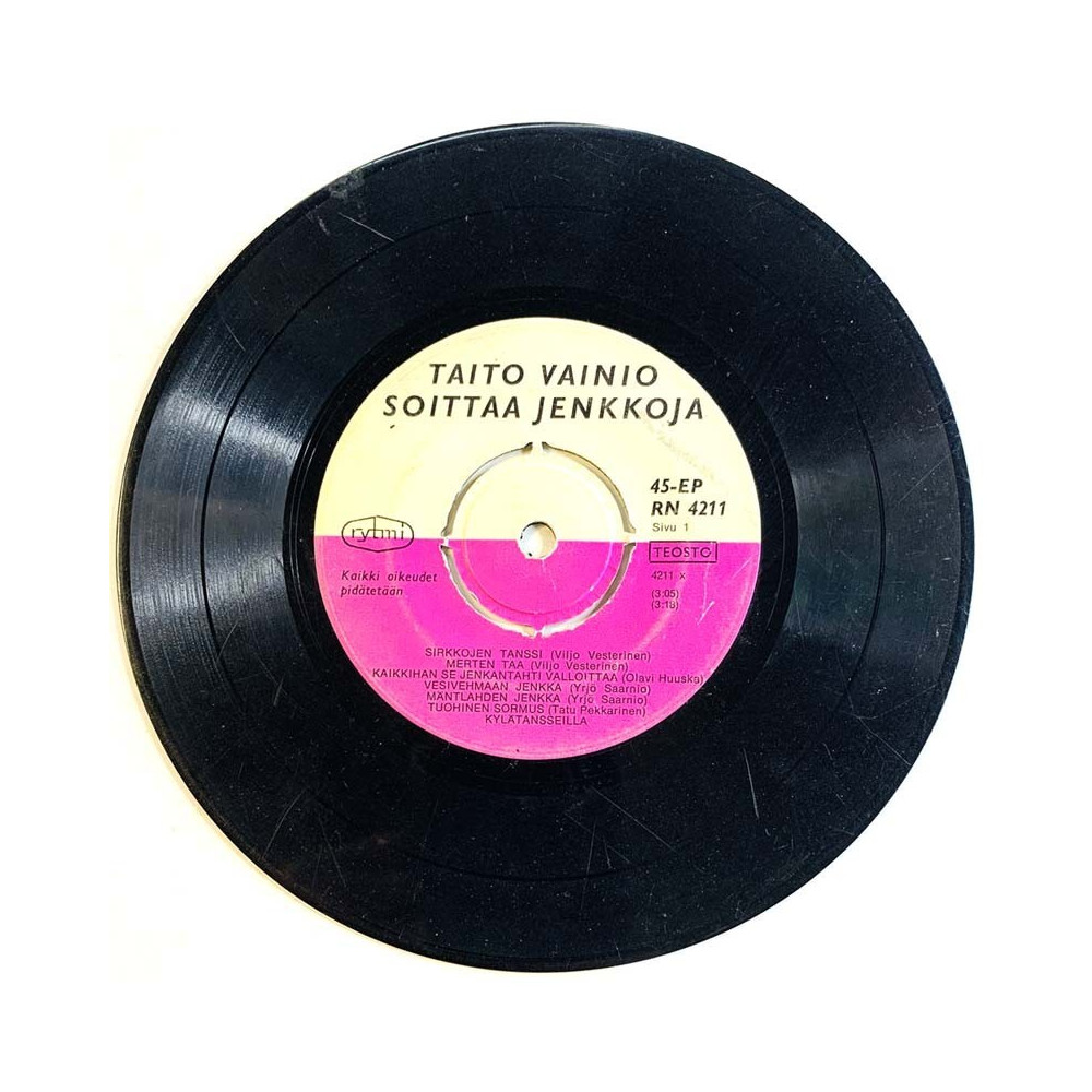 Vainio Taito vinyylisingle Soittaa jenkkoja EP  kansi Ei kuvakantta levy G- käytetty vinyylisingle PS