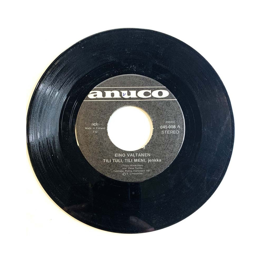 Valtanen Eino vinyylisingle Tili tuli, tili meni / Roineen rannalla  kansi Ei kuvakantta levy VG+ käytetty vinyylisingle PS