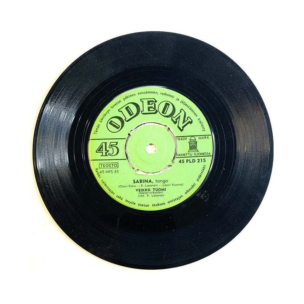 Tuomo Veikko 1961 45 PLD 215 Sabina / Pustan varjot begagnad singelskiva