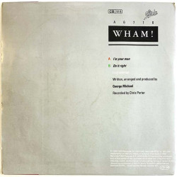 Wham! vinyylisingle I’m your man / Do it right  kansi kunnottelematon levy kunnottelematon käytetty vinyylisingle PS