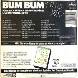 Trio vinyylisingle Bum Bum  / Halt Mich Fest ( live 82)  kansi VG levy EX käytetty vinyylisingle PS