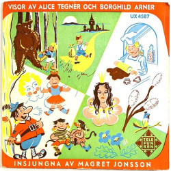 Jonsson Magret vinyylisingle Barnvisor av Alice Tegnér och Borghild Anér  kansi VG+ levy EX- käytetty vinyylisingle PS