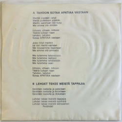 Maukka & Nahkatakit 1979 LRS 2240 Tahdon sotaa apatiaa vastaan / Lehdet tekee meistä tappajia begagnad singelskiva