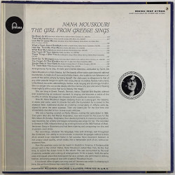 Mouskouri Nana LP The girl from Greece sings  kansi G+ levy EX- Käytetty LP