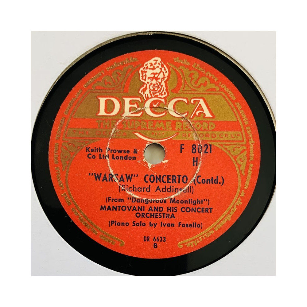 Mantovani and his concert orchestra Gramofonilevy "Warsaw" Concerto / "Warsaw" Concerto (contd.)  kansi paperikansi/muovitasku l
