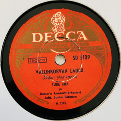 Aune Antti / Tuure Ara 1950’s SD 5109 Karjalan kunnailla / Vallinkorvan laulu stenkaka 78-varvare