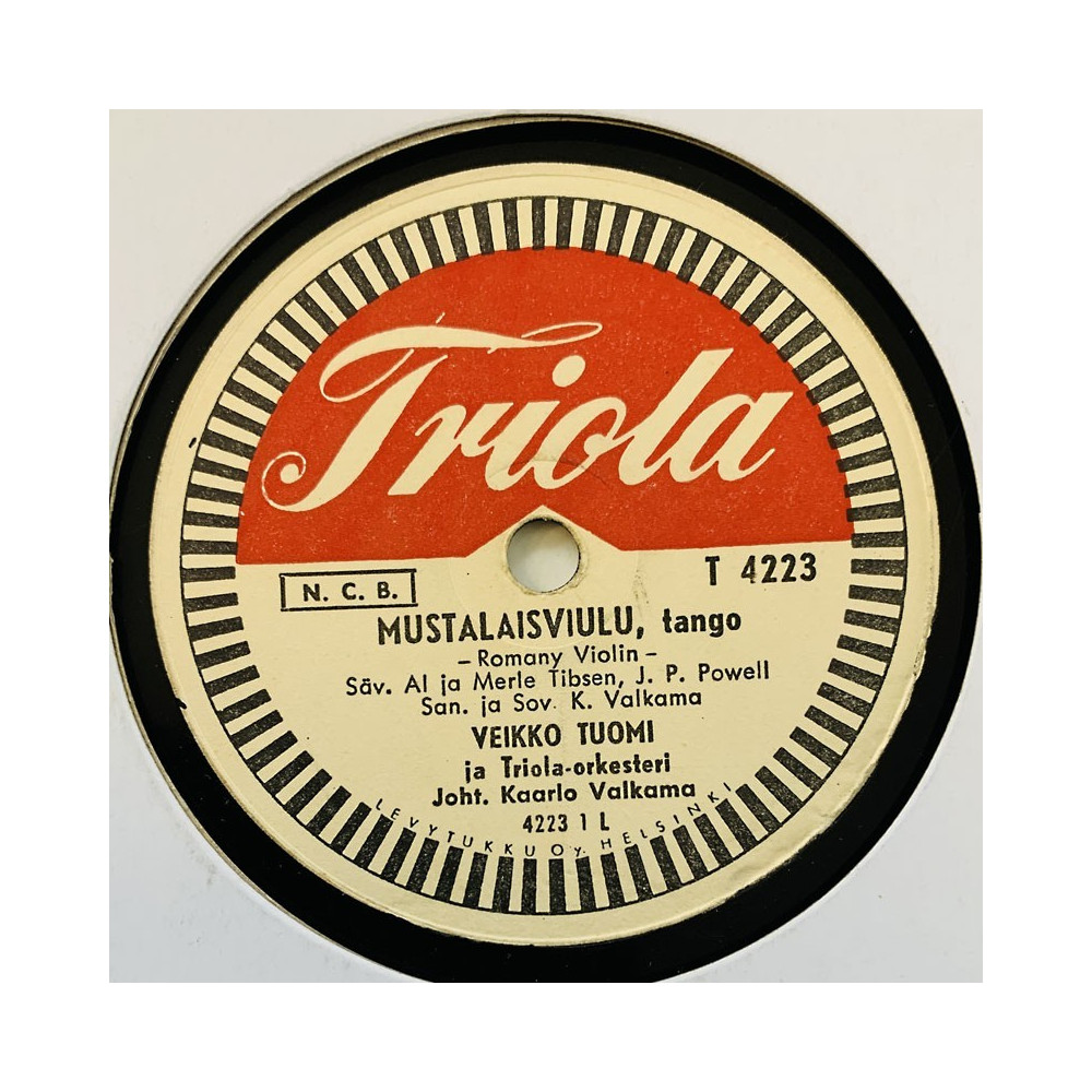 Tuomi Veikko Gramofonilevy Mustalaisviulu / Silmät ikkunassa  kansi paperikansi/muovitasku levy VG savikiekko gramofonilevy