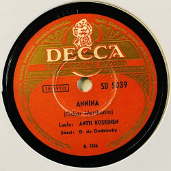 Anna Mutanen & K, Ruusunen / Antti Koskinen 1942 SD 5039 Onnelliset / Annina stenkaka 78-varvare