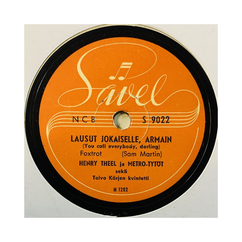 Theel Henry Gramofonilevy Lausut jokaiselle armain / Turha ikävä  kansi paperikansi/muovitasku levy VG savikiekko gramofonilevy