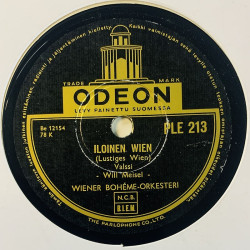 Wiener Bohème-Orchester Gramofonilevy Luxemburg-Valssi / Iloinen Wien  kansi paperikansi/muovitasku levy VG savikiekko gramofoni