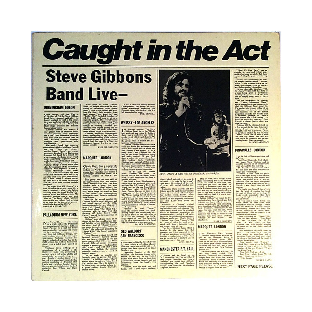 Steve Gibbons Band 1977 2478-112 Caught In The Act Used LP