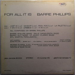 Phillips Barre 1973 60 003 ST For All It Is Second hand LP