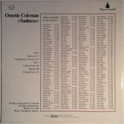 Coleman Ornette ?– Sadness: American Jazz & Blues History Vol. 10  kansi EX levy EX Käytetty LP