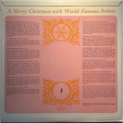 A Merry Christmas with World-Famous Artists: Vol.3 Yuletide favourites of yesterday and today  kansi EX levy EX Käytetty LP