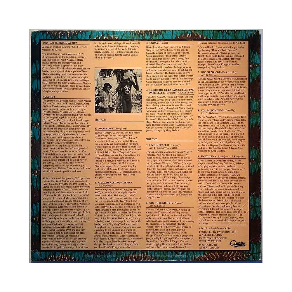 Various Assalam Aleikoum Africa Volume 1  1976 AN-7032 Progressive And Popular Music Of West Africa Second hand LP
