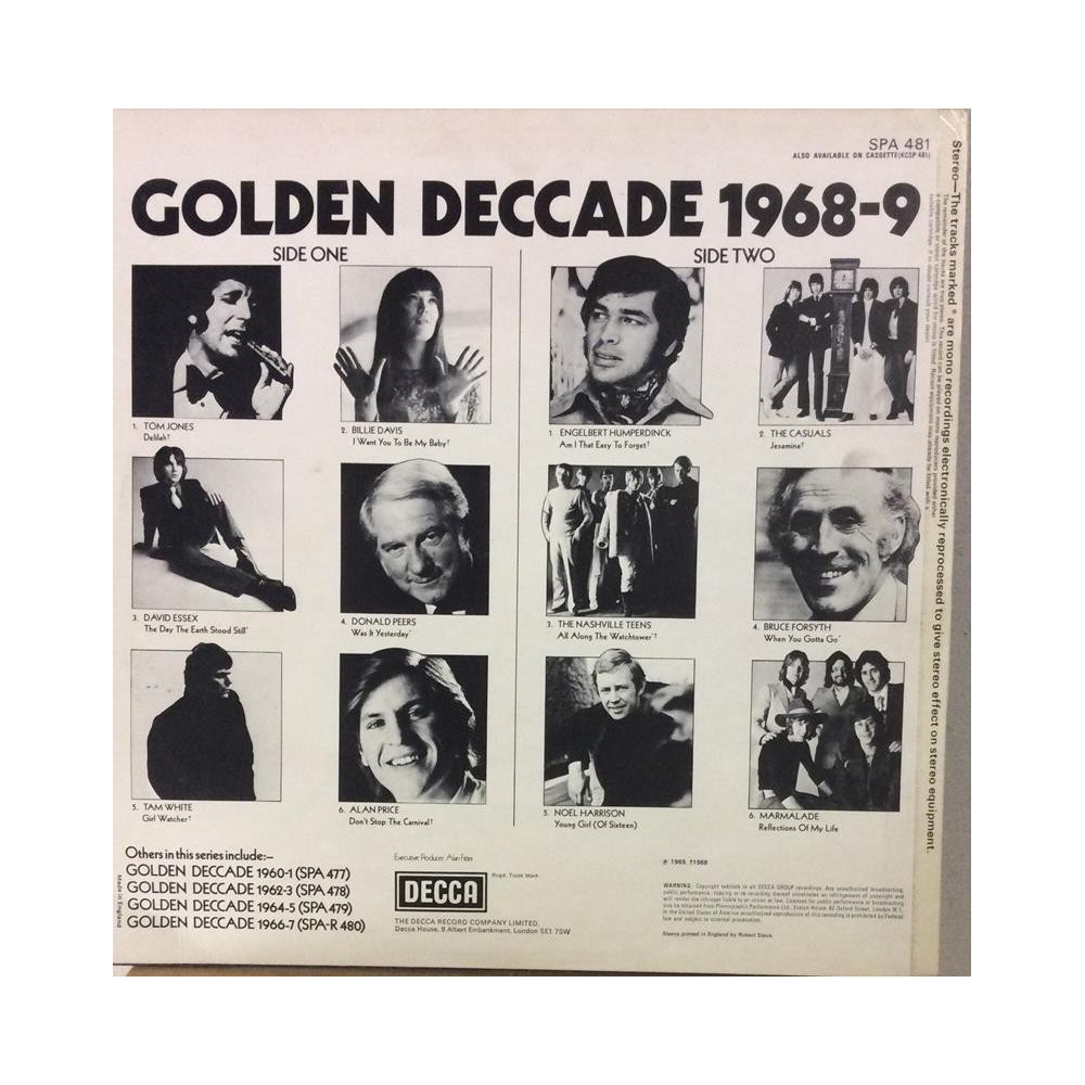 VARIOUS ARTISTS: GOLDEN DECADE DECCA 1968-9 - LP