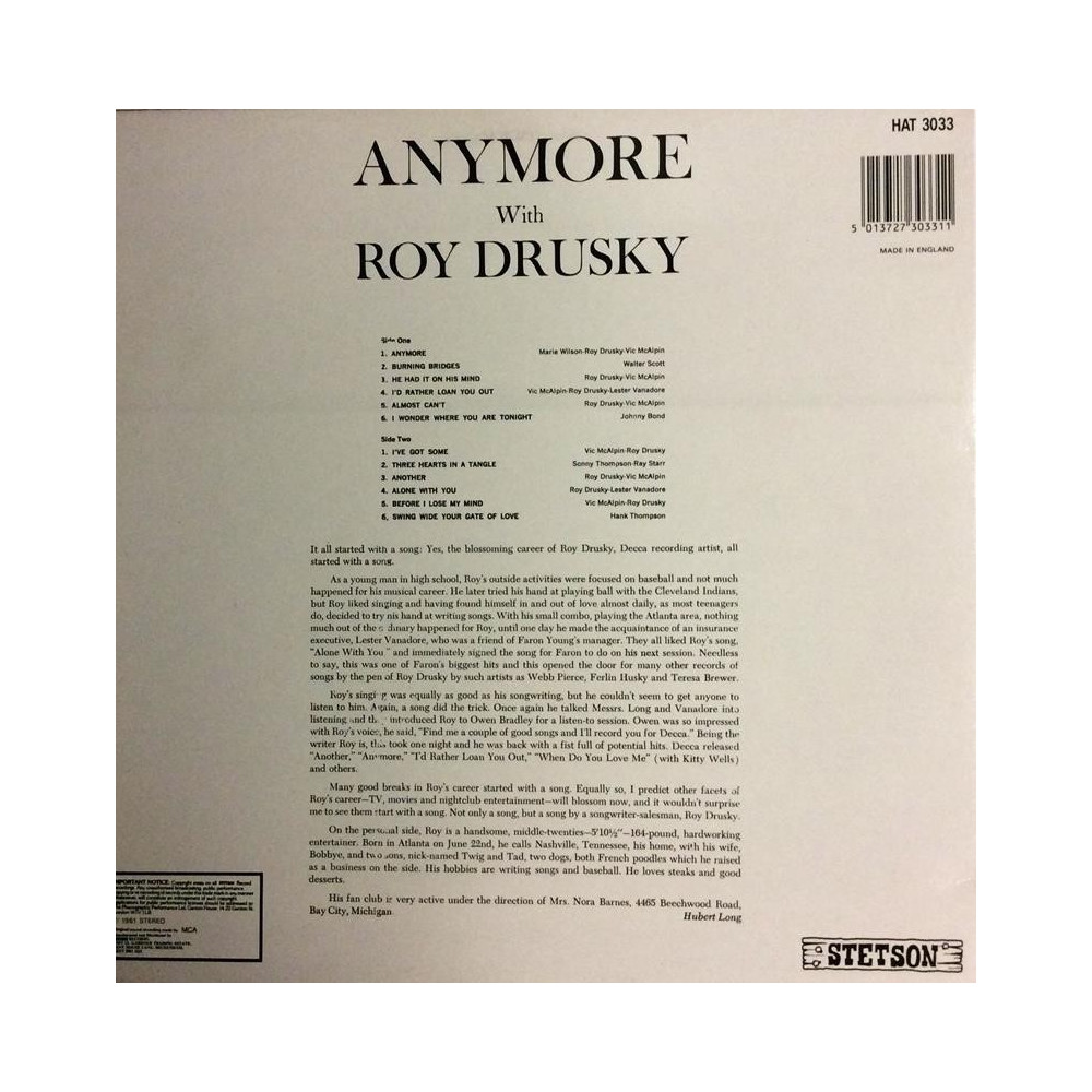 DRUSKY ROY: ANYMORE - LP