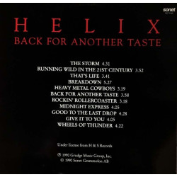 HELIX BACK FOR ANOTHER TASTE LP-levyt  /  uusi tuote 1990 SONET