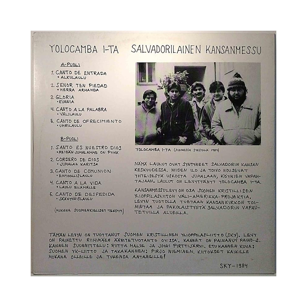Yolocamba I-ta : Salvadorilainen kansanmessu - Second hand LP