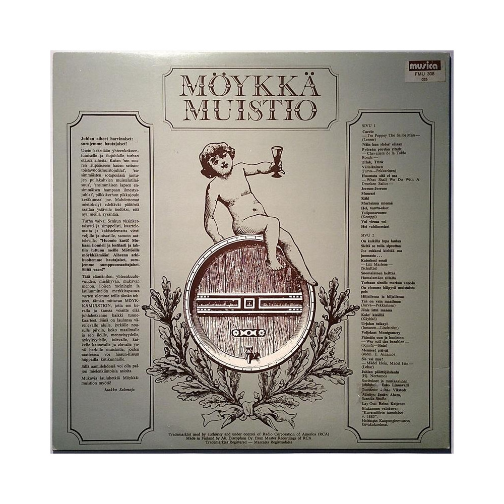 Esko Linnavallin Soitturit, Jaakko Salonoja, KYL Seniorit 1971 FMU 308 Möykkä Muistio Second hand LP