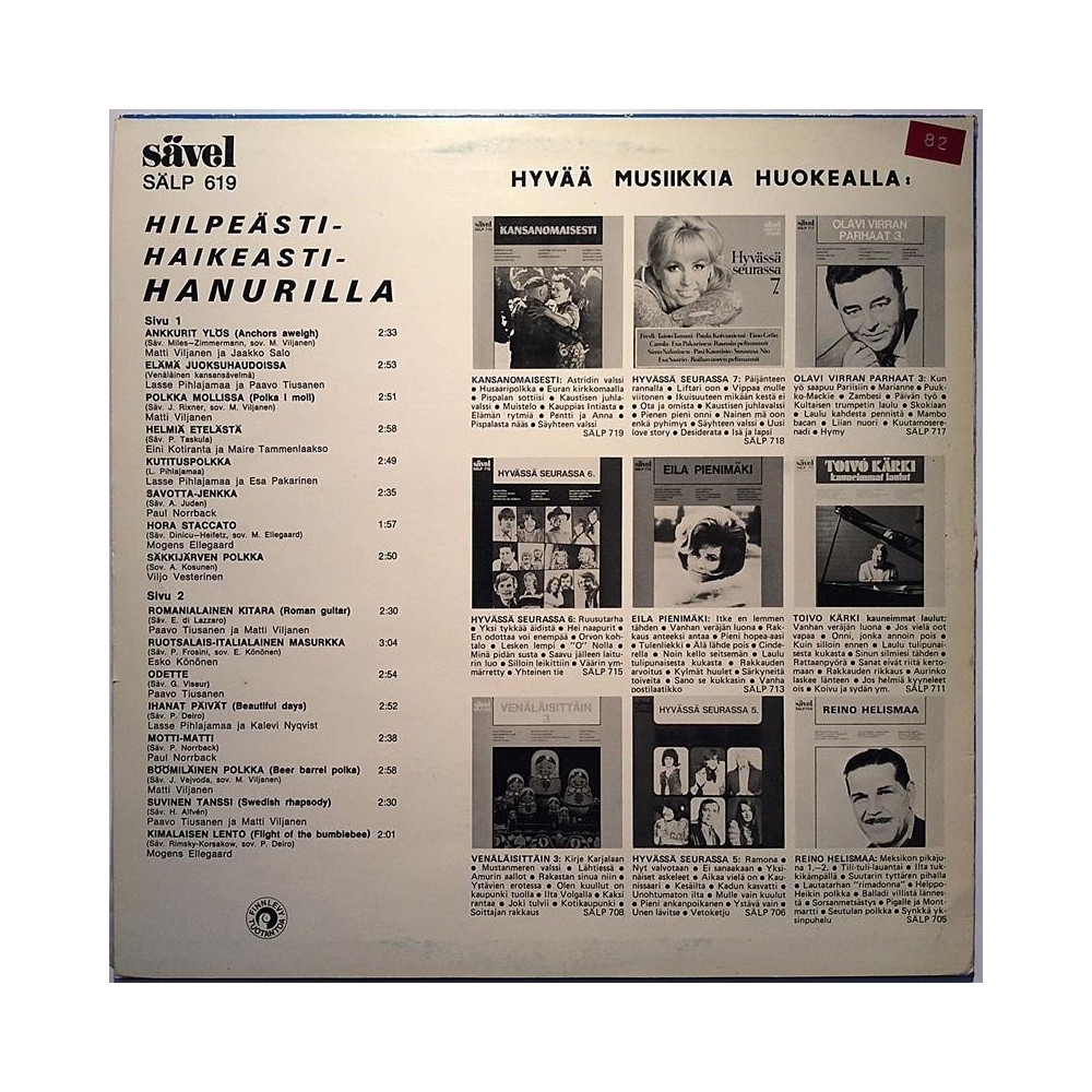 Eri Esittäjiä 1947-1961 SÄLP 619 Hilpeästi haikeasti hanurilla Second hand LP